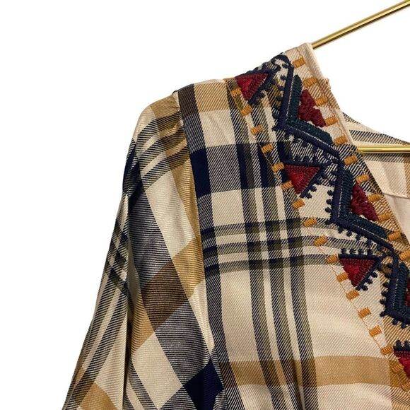 Skies are Blue Stitch Fix Embroidered Plaid Dress Size Large NWT - Picture 4 of 8